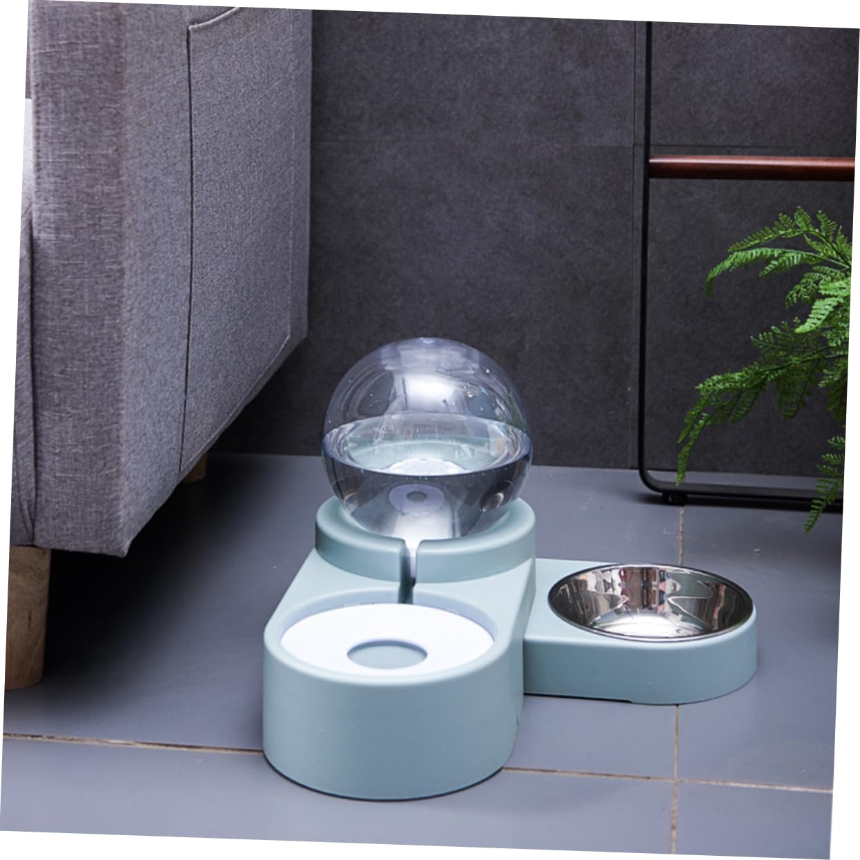 FRCOLOR Automatischer Wasserspender für Haustiere mit Doppeltem Trinknapf aus Pet Hochdicht und Geeignet für Zuhause und Tierladen Blau mit Einzigartigem Design