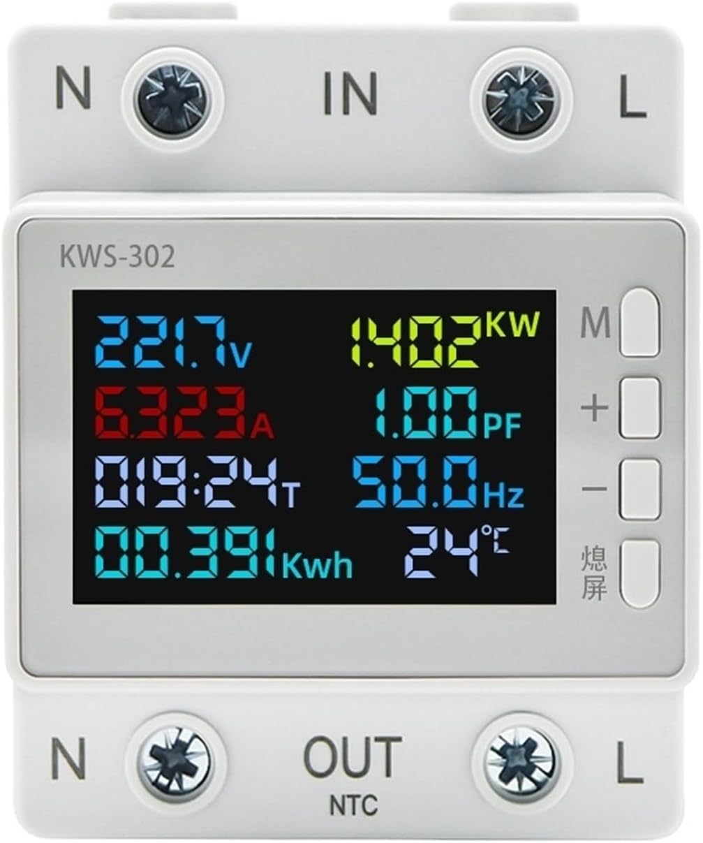 170-270V 63A 8-in-1 Power Meter/Voltage Meter(KWS-302)