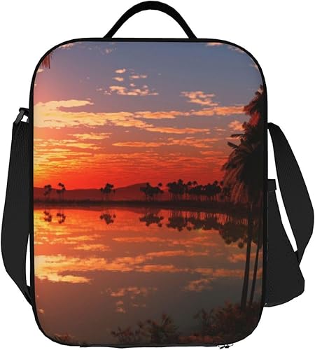 Miniatura 6 de Lonchera para hombres y mujeres, con estampado de puesta de sol, bolsa de almuerzo aislada reutilizable portátil