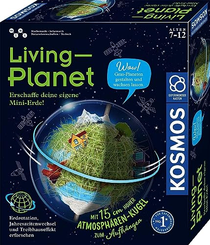 KOSMOS 637255 Living Planet, Erschaffe Deine eigene Mini-Erde, Gewächshaus, Experimentierkasten für Kinder, Biosphäre, Botanik und Biologie für Kinder ab 8 Jahren,
