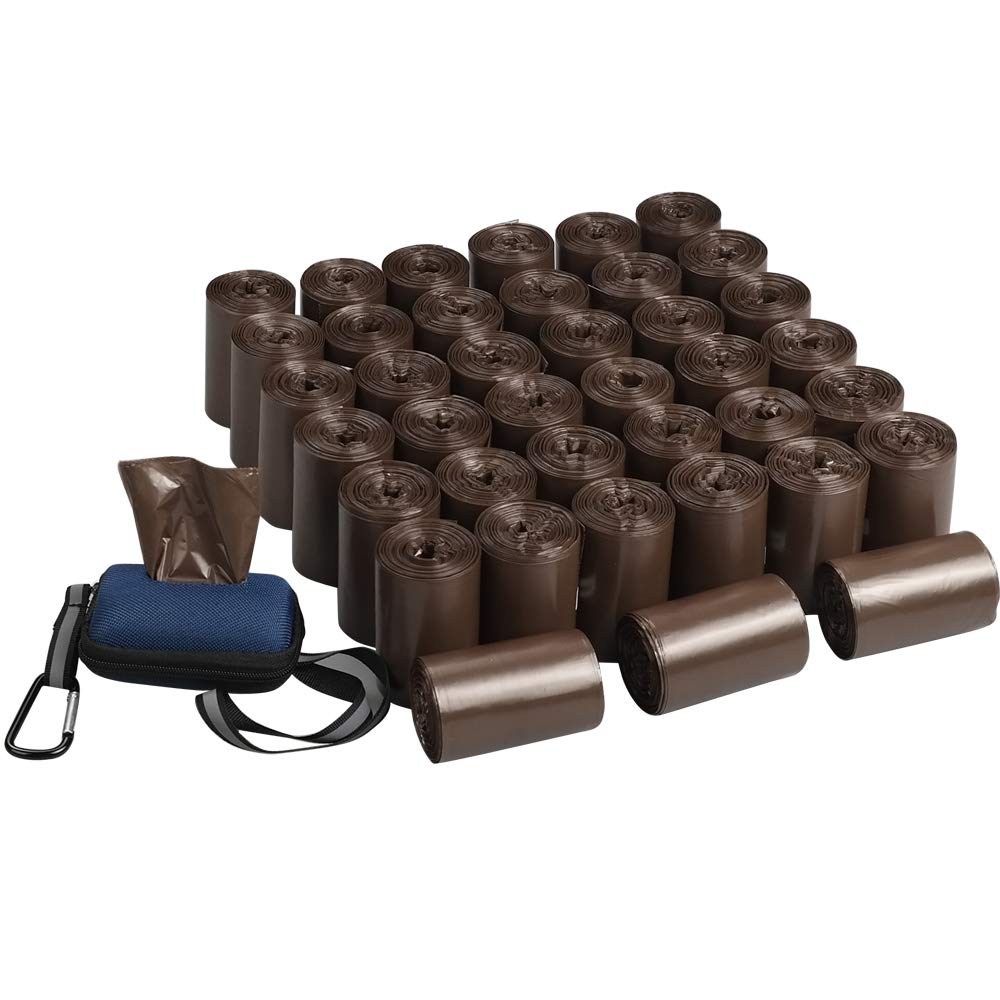 Morcte 40 rollos, 1400 bolsas fuertes para excrementos, bolsas marrones para residuos de perros con dispensador | Extra fuerte y a prueba de fugas, con dispensador, para paseos diarios