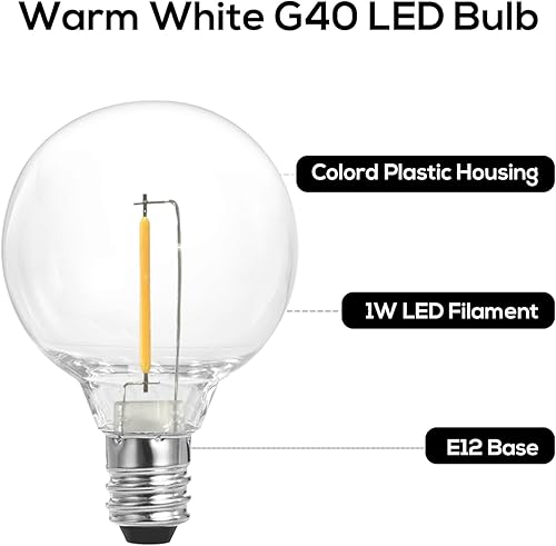 Miniatura 3 de SUNTHIN Bombillas LED G40, bombillas LED de 1 W con base E12, bombillas incandescentes de 5 W equivalentes, blanco cálido 2700 K, bombillas de