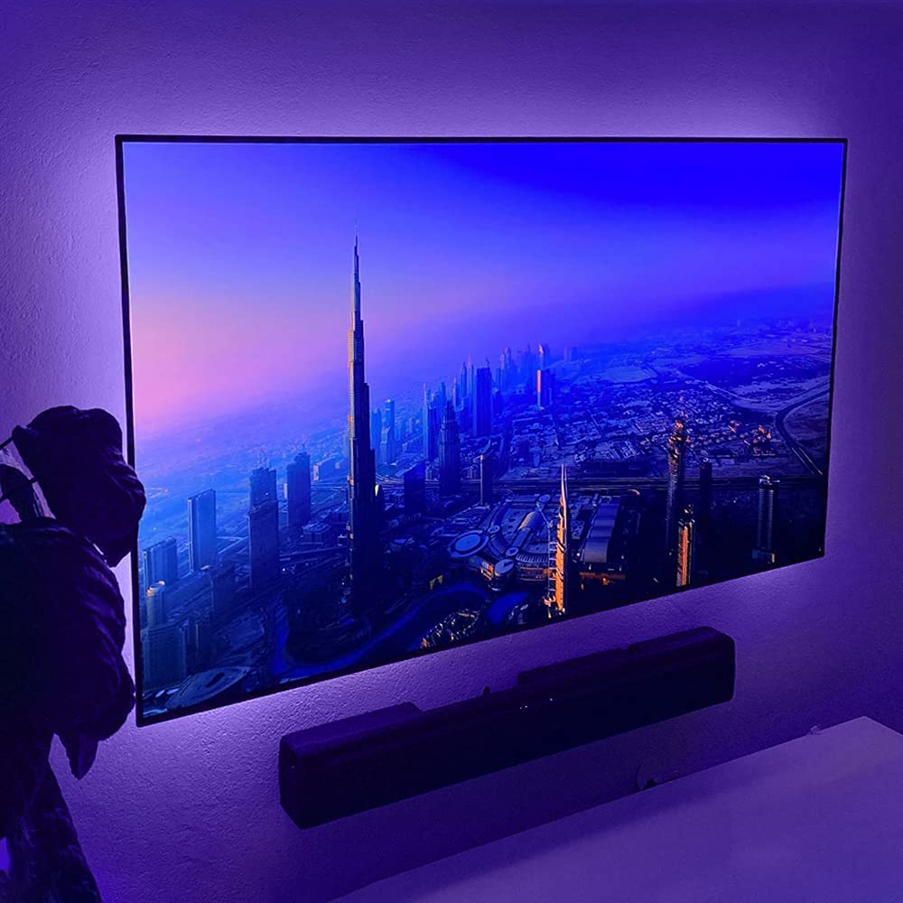 Striscia LED RGB per retroilluminazione TV, per TV da 60 fino a 80 pollici, 5 m/16.4 ft USB, controllo app, illuminazione bias per HDTV, schermo PC, sala giochi, decorazione della stanza