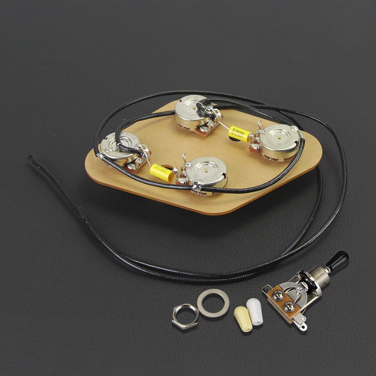 FLEOR Kit di cablaggio precablato 2T2V con interruttore a levetta a 3 vie a 4 fori vasi da 500K per chitarra LP LP
