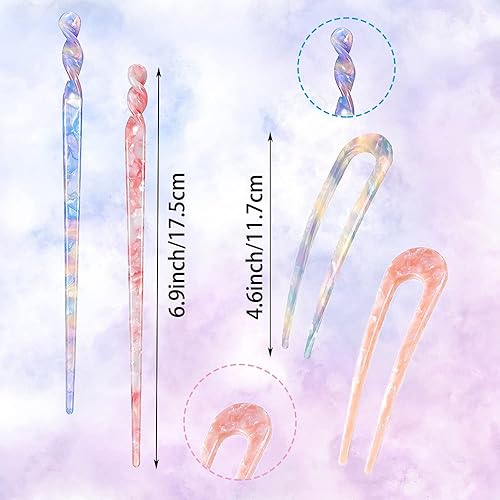 Miniatura 2 de 8 palillos de acetato para el cabello, con estampado de leopardo, horquillas en forma de U, palillos, tenedores, accesorios para mujeres y niñas,