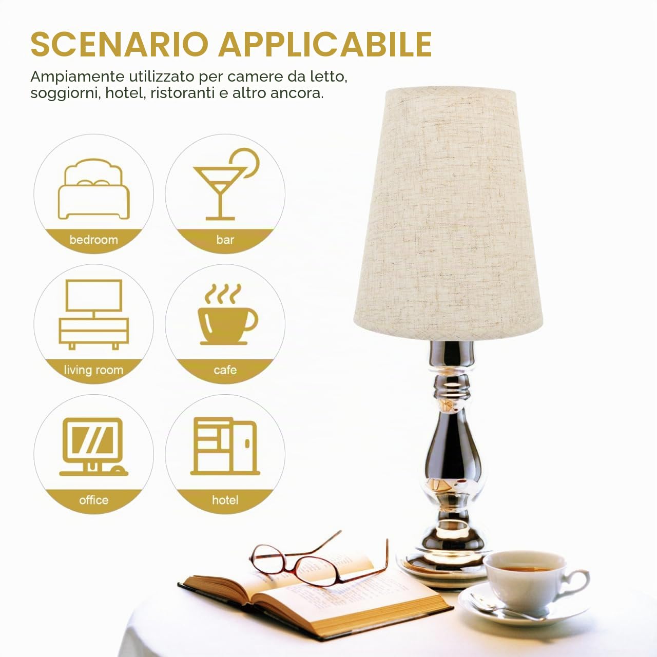 OSALADI Piccolo Paralume E14 Lino Paralume Di Ricambio In Tessuto Moderno Copertura Della Luce Per Lampadari Da Tavolo Applique 15 X 15 X 18 Cm