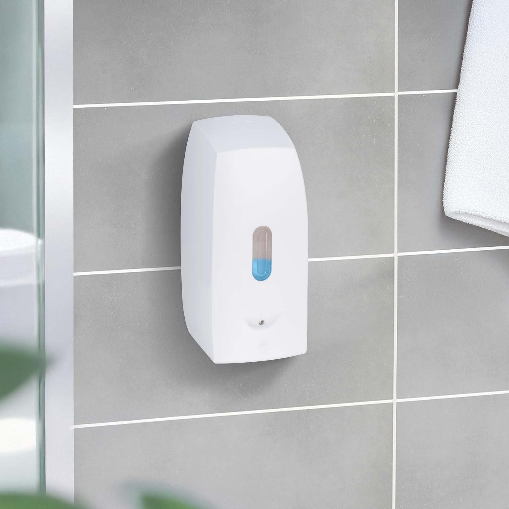 WENKO Seifenspender Mod. Tirano automatischer Infrarot Sensor klebend oder schraubbar 500 ml nachfüllbar Bad Dusche WC Kunststoff Weiß 10x20,5x9,5 cm
