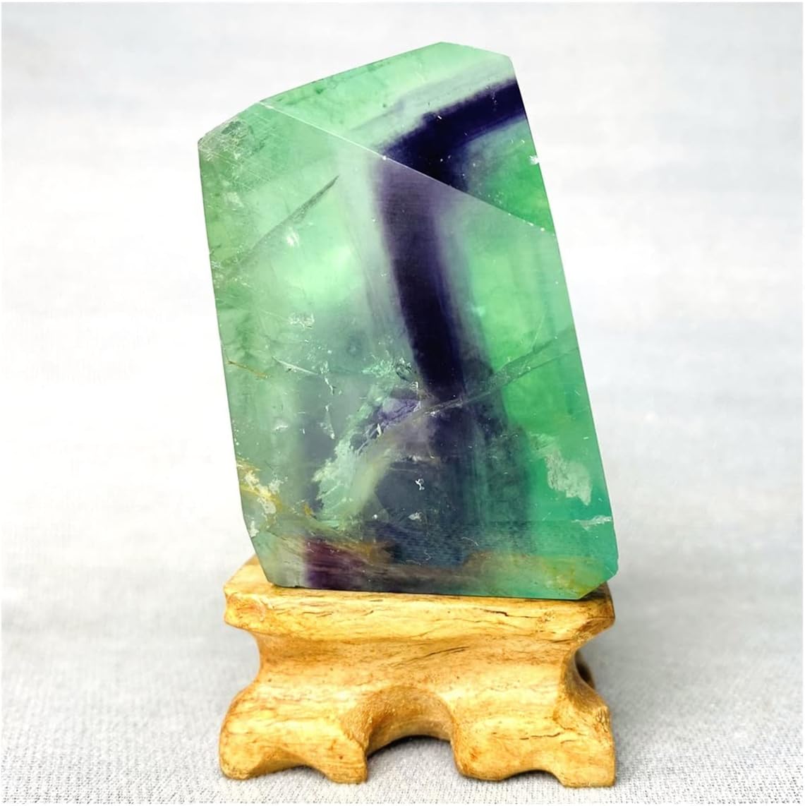 Crystal Stone Green and Purple Polyhedral Fluorite Stone and Crystal Home Decorations Presents (Color : Weight 310g)