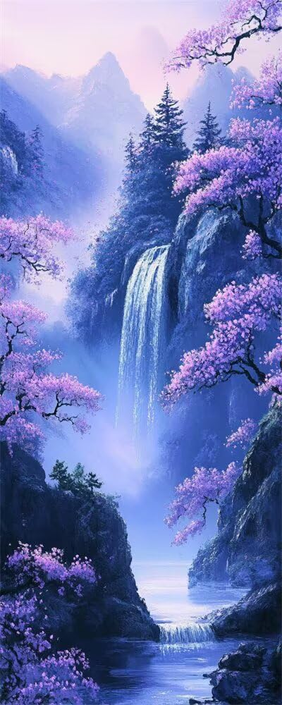 Diamond Painting Paesaggio Naturale Grandi Dimensioni, 5D Cascata Diamond Painting Kit Completo, Pittura Diamante Strass Ricamo a Punto Croce per Adulti Decorazione da Parete 80x160 cm -LR1399