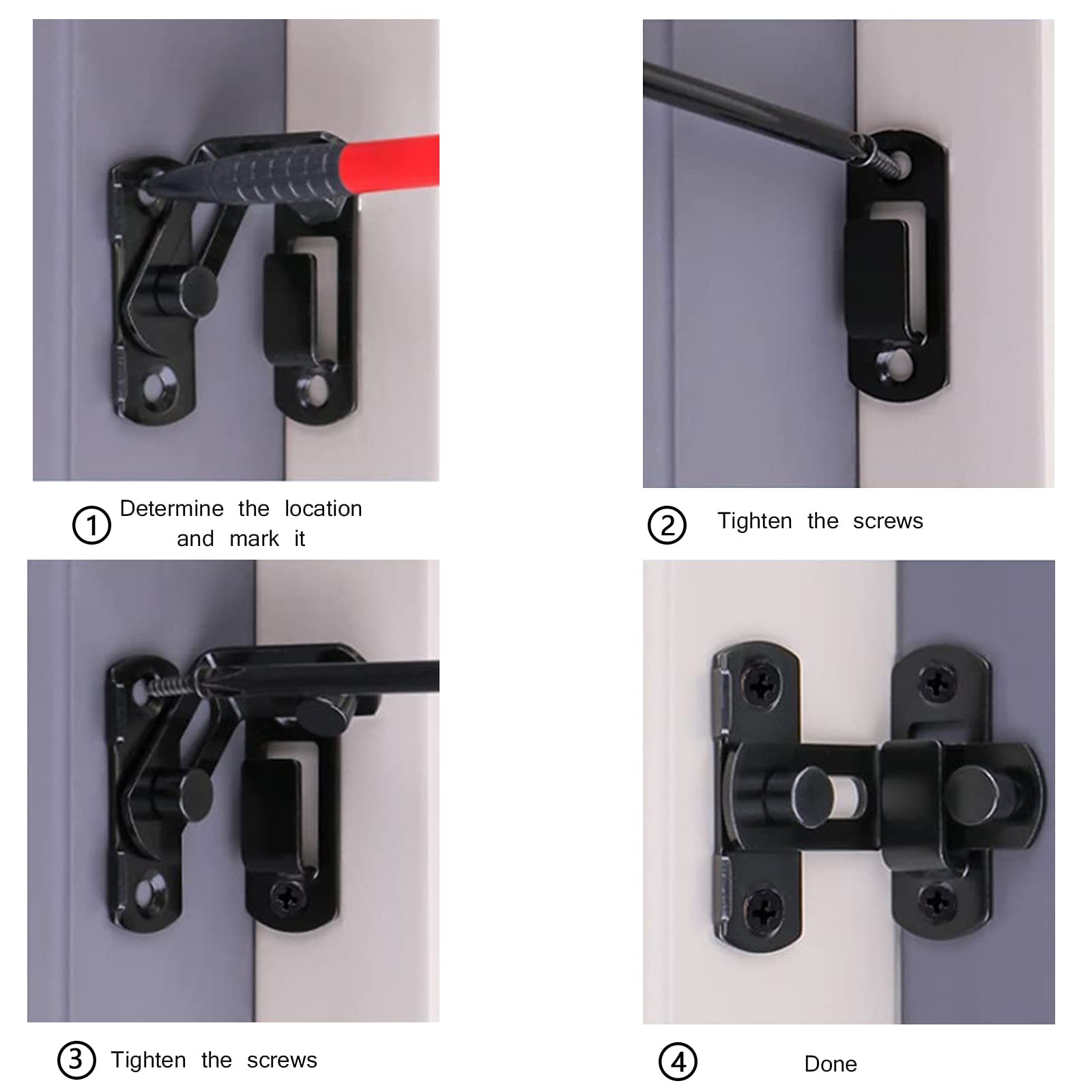 SUpoetry 3 Pieces 90 Degree Latch, Right Angle Lock, Barn Door Bolt Corner Lock - Image 3