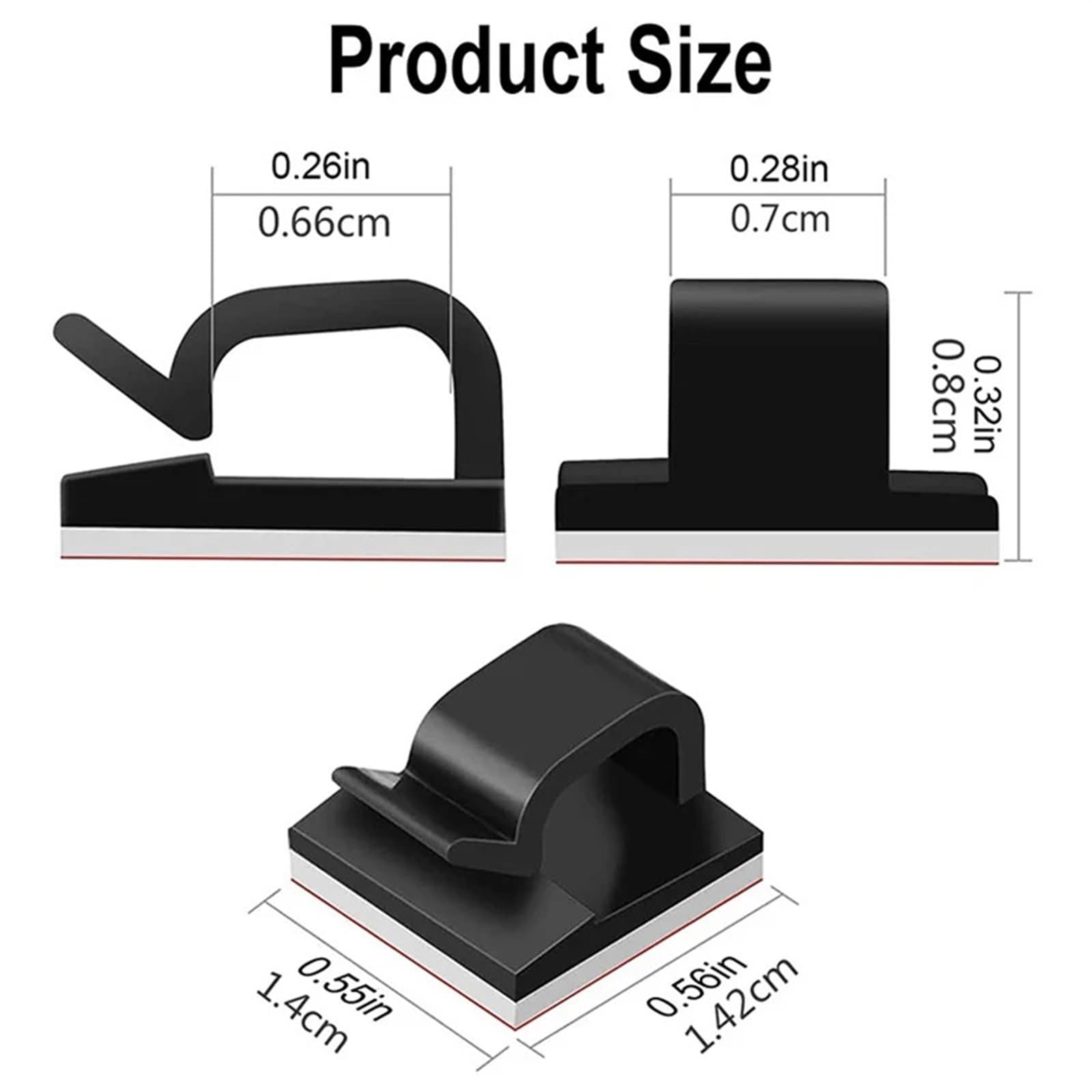 50/100 Stück Kabel-Organizer-Clips for USB-Ladedatenleitungen, Spulenwickler, wandmontierter Kabelhalter, selbstklebender Kabelclip(50Pcs-Black)