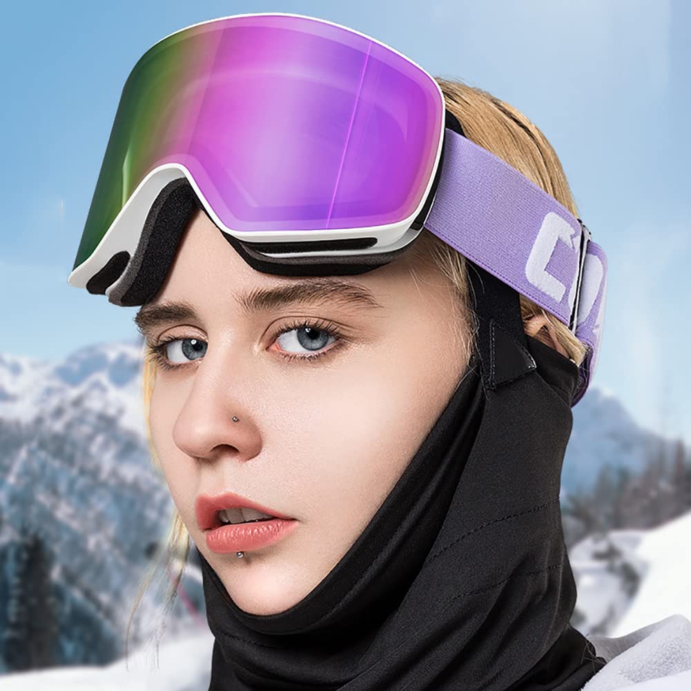 Lunettes de ski, lunettes de snowboard, lunettes de ski pour enfants, avec verres antibuée à double couche, adaptées aux hommes, aux femmes et aux adolescents, équipement de ski, de patinage, de