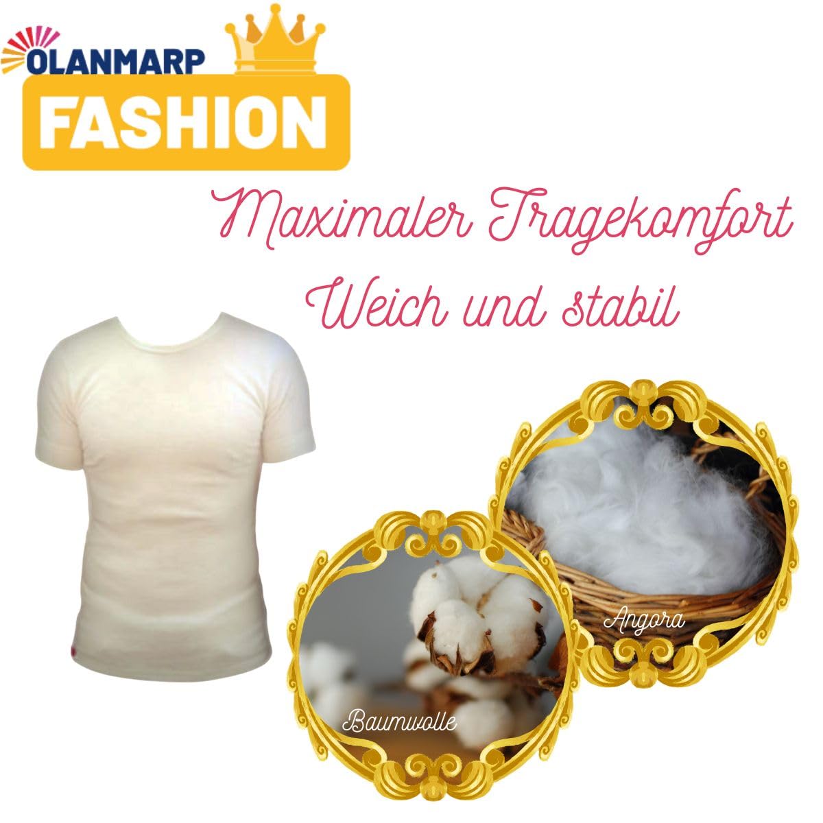 Fashion Herrenshirt Unterhemd 1/2 Arm mit Angora