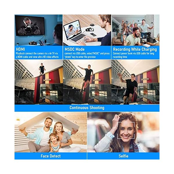 4K Videokamera WiFi Camcorder 48MP Vlogging Kamera 30FPS Digital Camcorder Infrarot Nachtsicht 3 Zoll Touchscreen… – Bild 8