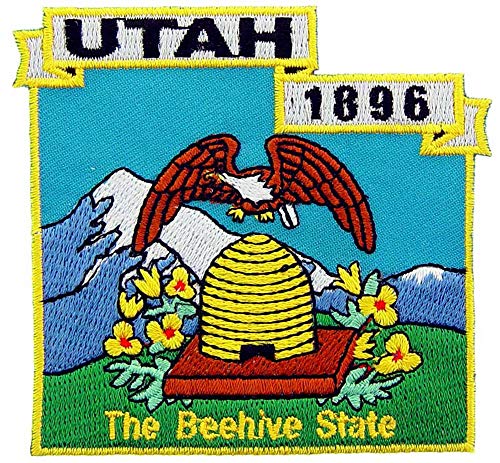 Utah State Shaped Map Embroidered Patch, with Iron-On Adhesive