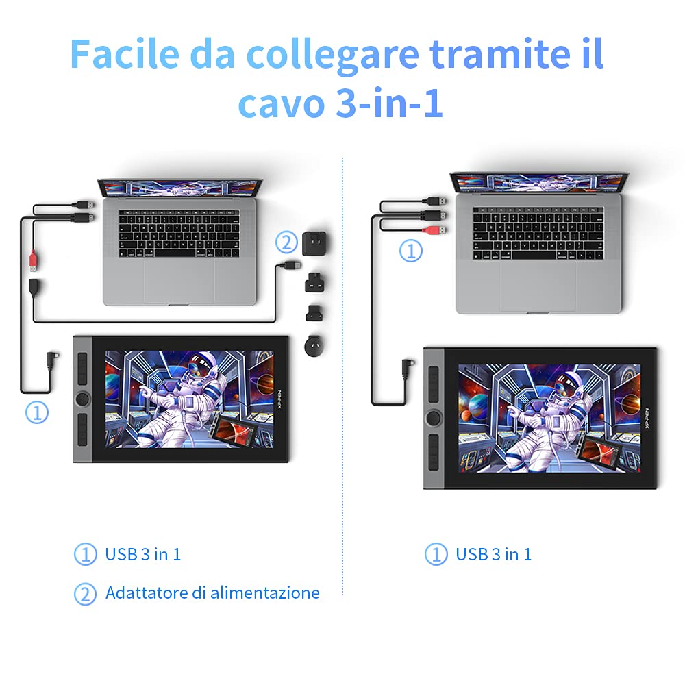 XP-PEN Artist Pro 16 Tavoletta Grafica con Schermo Full-Laminato da 15,4 pollici, 133% sRGB, Display con Penna senza batteria con X3 Smart-Chip, per il disegno professionale
