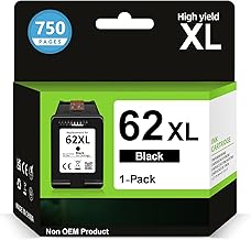 Cartouche 62 Noir XL, Encre 62 XL Noir Remplacement pour Cartouche Encre HP 62 Noir, Cartouche Imprimante 62XL pour OfficeJet 200 250 5742 5740 Envy 7640 5540 5640 5544 5646 5548 5545 5547