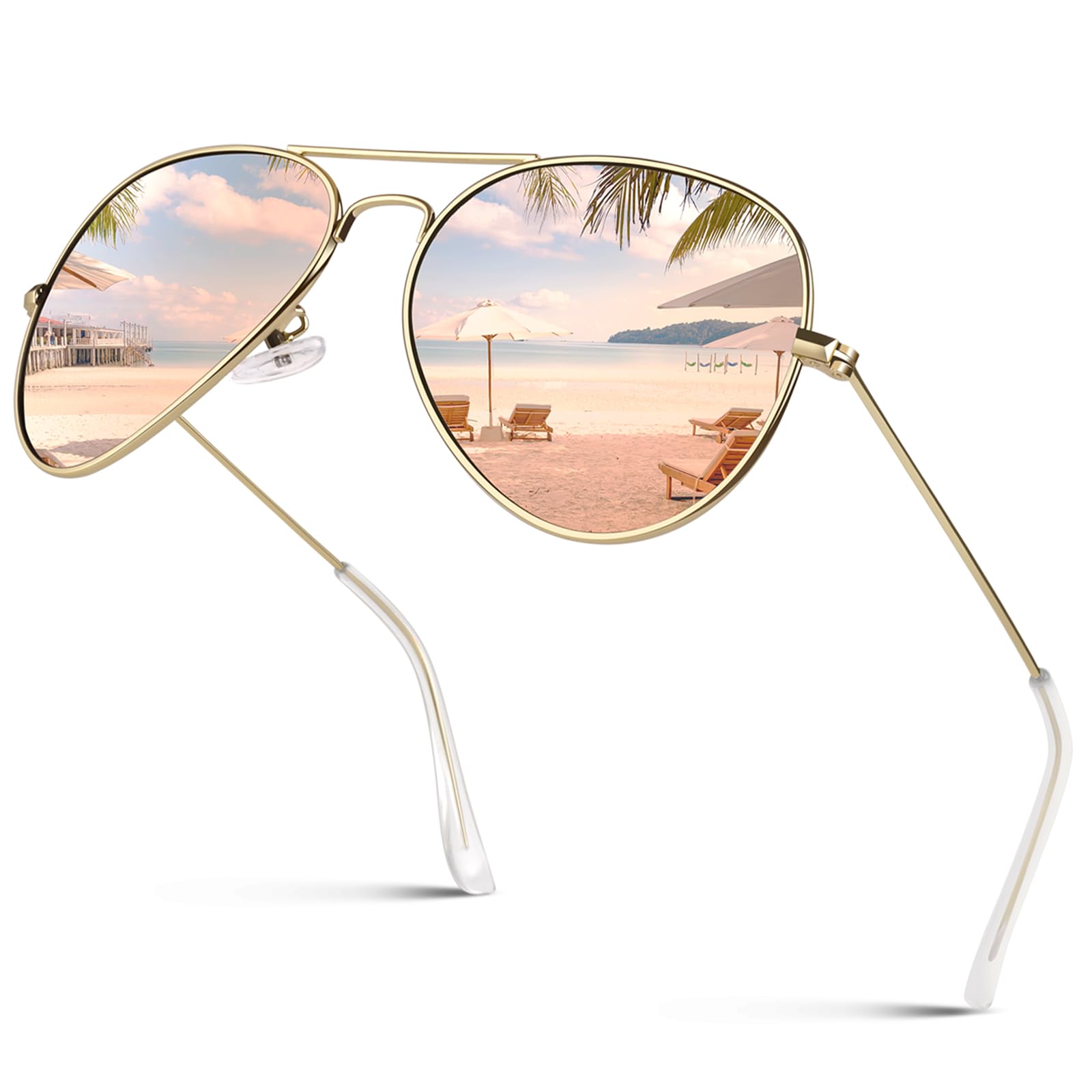 GQUEEN Gafas de Sol Hombre Mujer Metal Aleación Aviador Polarizadas UV400 Protección Clásicas para Conducir Pesca Golf