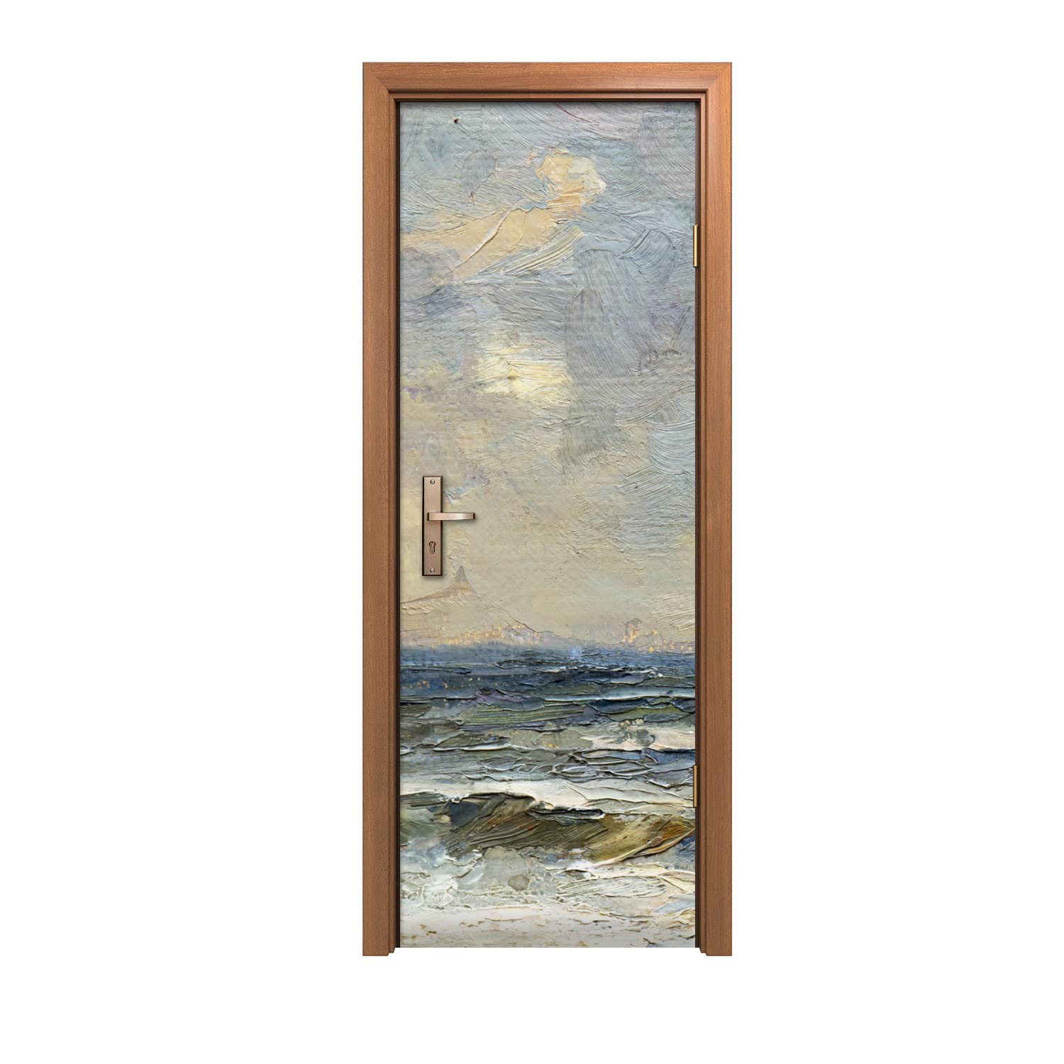 Autocollant de porte vagues de mer pour salon moderne