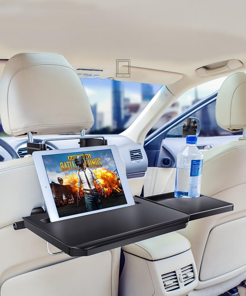 ARHAT ORGANIZERS Car Back Seat Organizer with Foldable Tray | Multipurpose Dining & Storage Solution | PU Leather Waterproof Car seat Organizer for Mobile, Tablet, Bottle, Tissue (Grey, With Tray)-picture-12