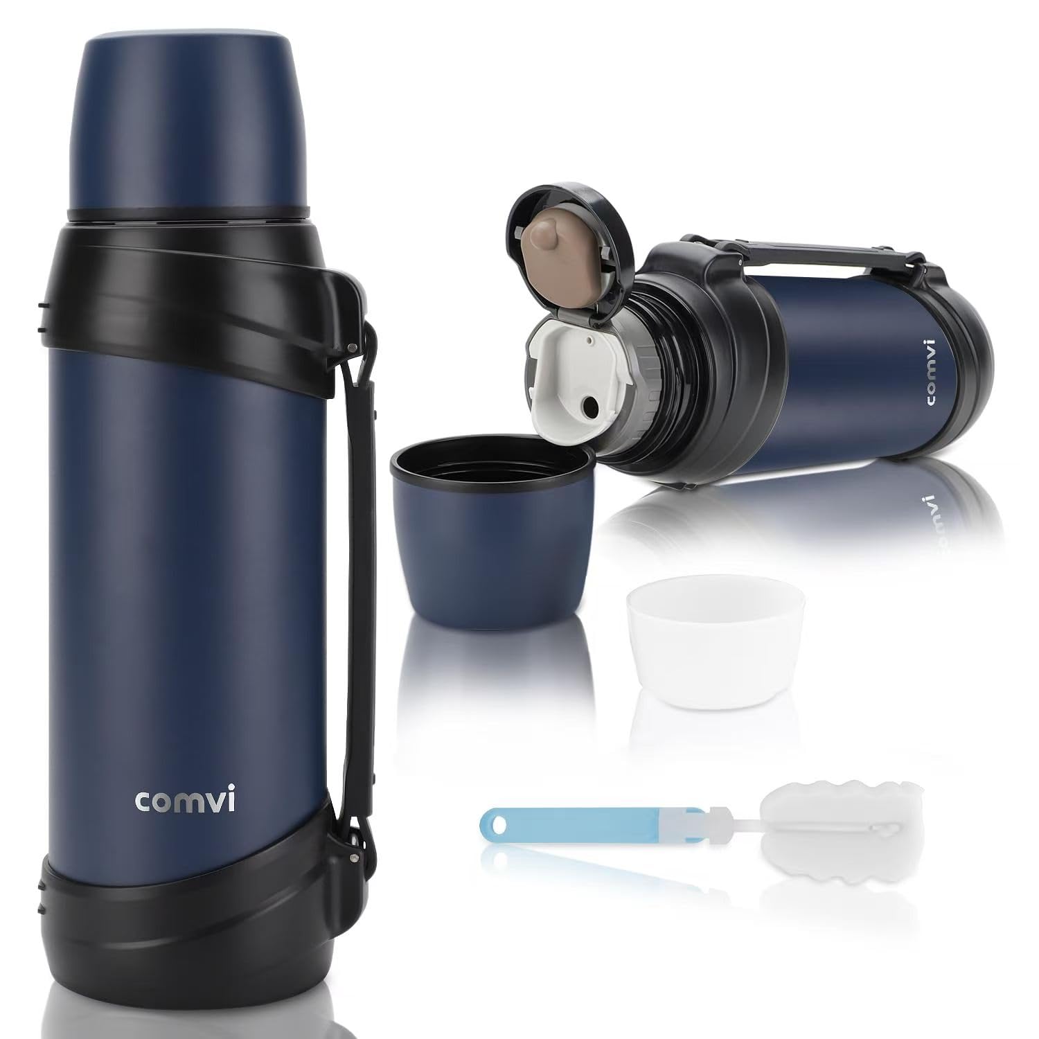 Maqash flask for hot drink – 2.5 Litre - 24 Hours Hot & Cold thermal - for Coffee, Tea, Gym & Car – 3 Layers (2 Steel &1 Copper Layer) Vacuum Insulated coffee flask - stainless Steel- Gift Idea – Blue
