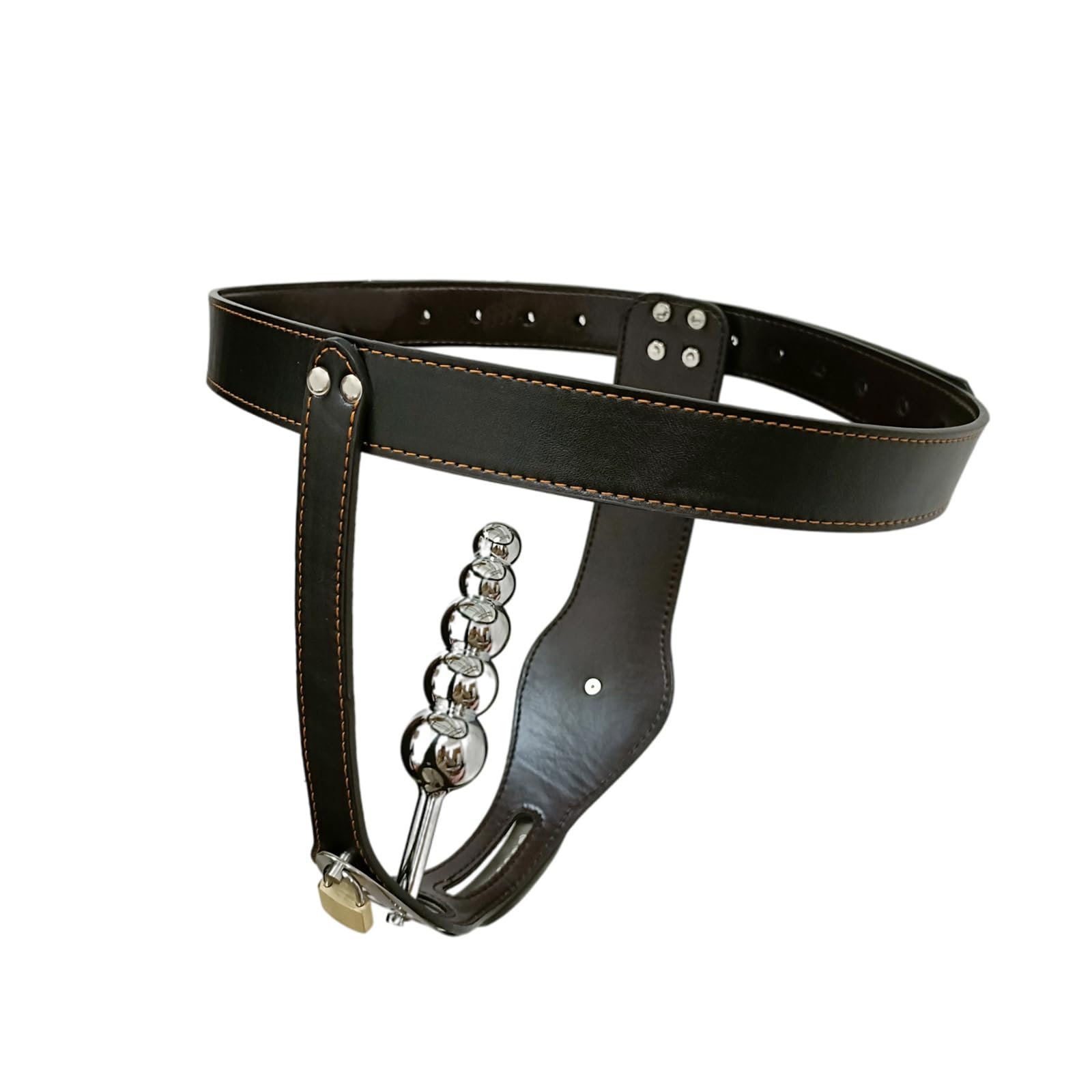 2024 Leicht Leder Keuschheitsgürtel Bondage Unterwäsche Erotische Kleidung mit Analkugeln Vaginal Plug Sklaven Einstellbar Keuschheits Chastity Belt BDSM Fesselspiele für Paare,Schwarz,D