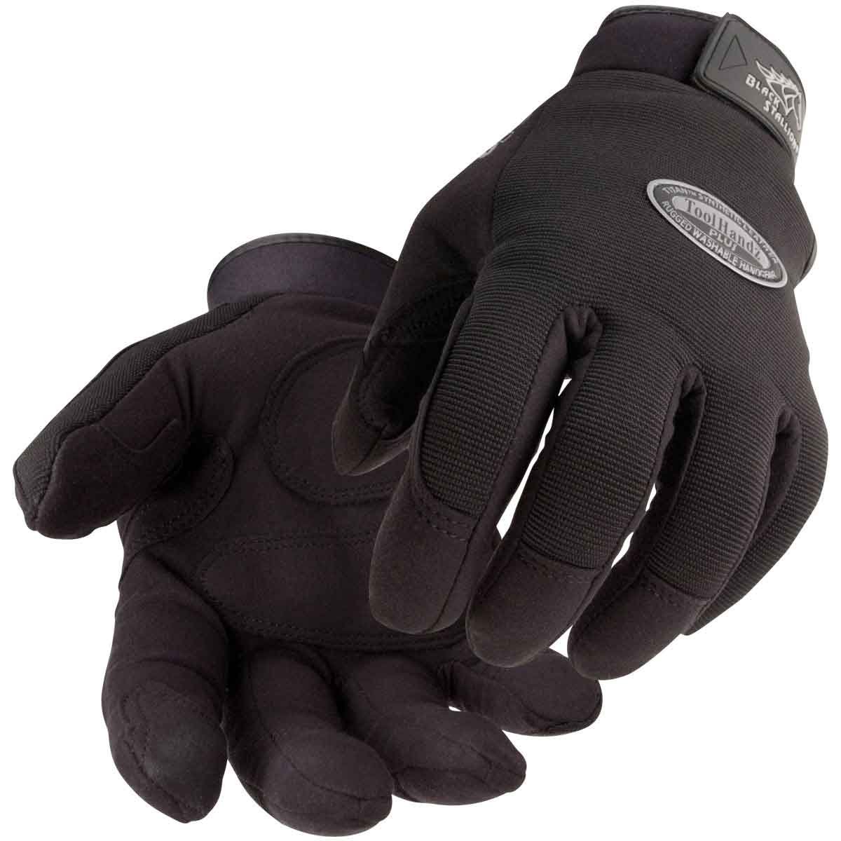 Black Stallion (99PLUS-BLK ToolHandz Plus Original Mechanics Glove, Premium Synthetic Leather Palm, Spandex Back, Reinforced Palm & Fingertips, 2X-Large, Black