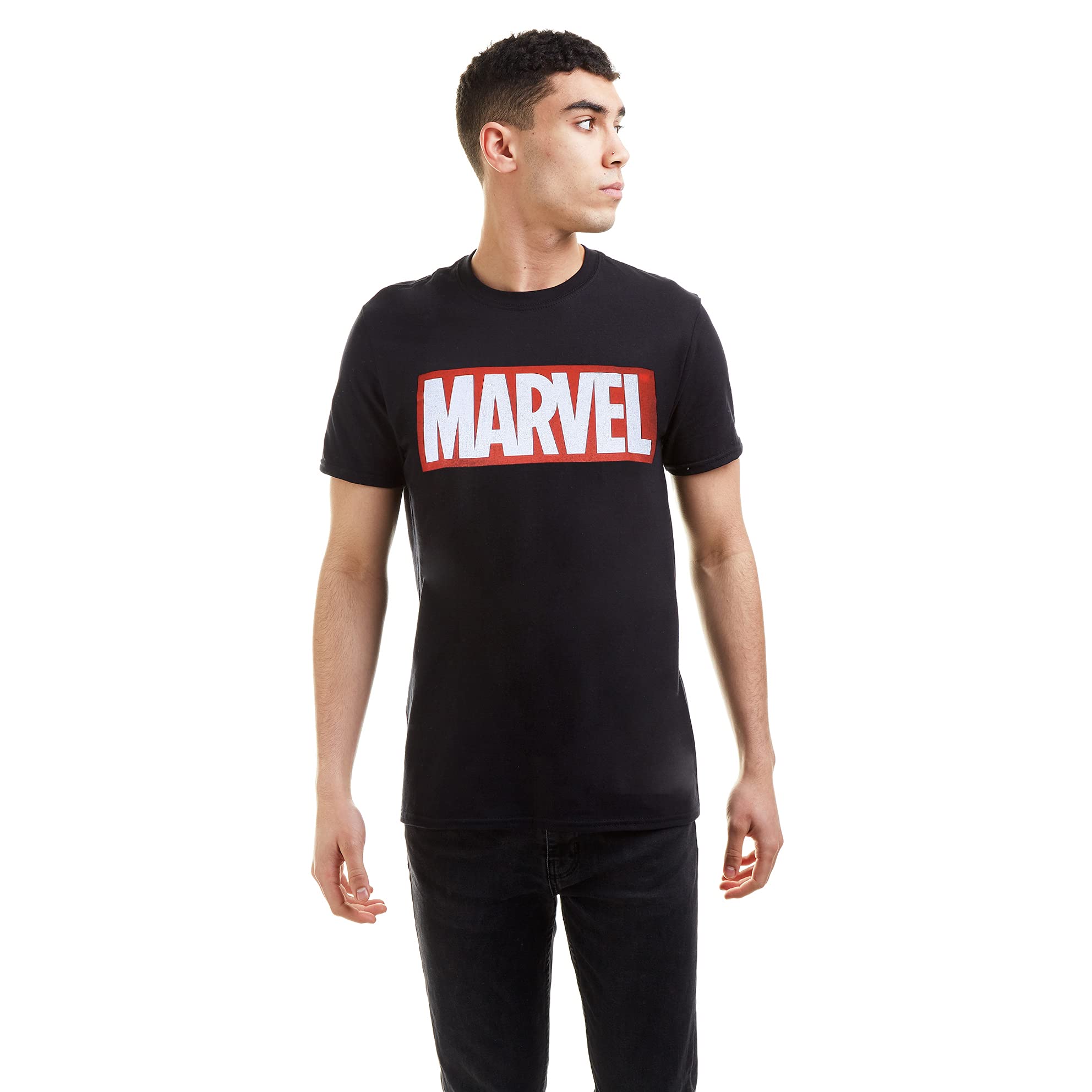 Marvel Men's Black Core Logo Pullover Hoodie in Size M, Sports Direct