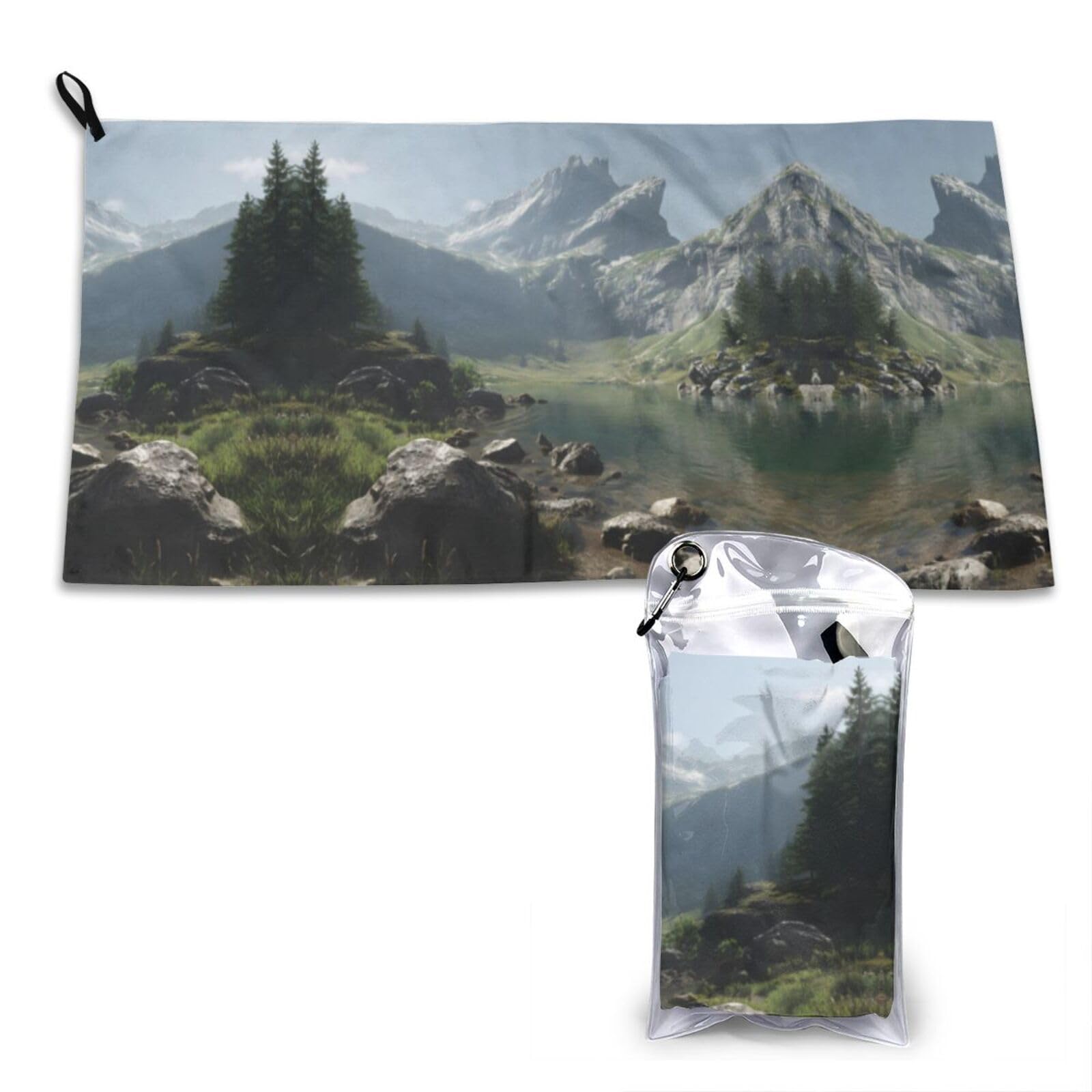 Wxwjshmgc White Lake Print Cooling Towel, Gym Towel,Cooling Towels For Neck, Soft Breathable Travel Cool Towel,Sports Towels For Gym,Camping