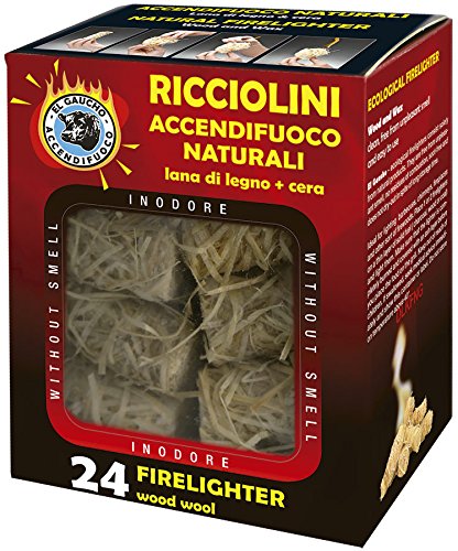 Kekai KT0579 - Lana de Madera y Cera para Encendido de Grill, Barbacoa, Estufa o Chimenea de Leña 24 espirales de leña