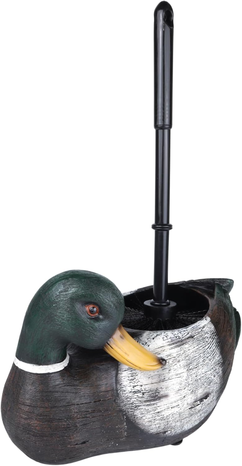 Needzo Mallard Duck Toilet Brush with Holder, Rustic Bathroom Decoration, Cabin Home Accessory