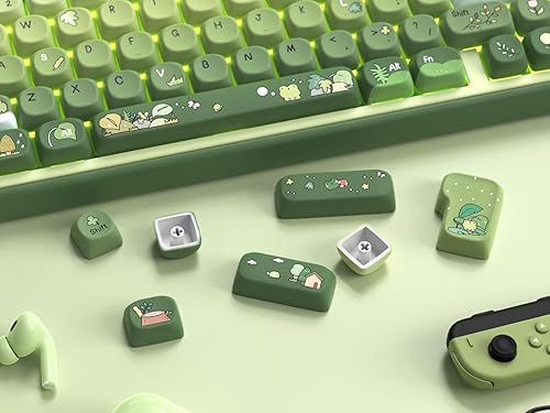 Miniatura 5 de dagaladoo Matcha Green Frog - Juego de teclas personalizadas PBT 60% 75% 100%, sublimación de tinte, teclas de perfil MOA para teclado mecánico,