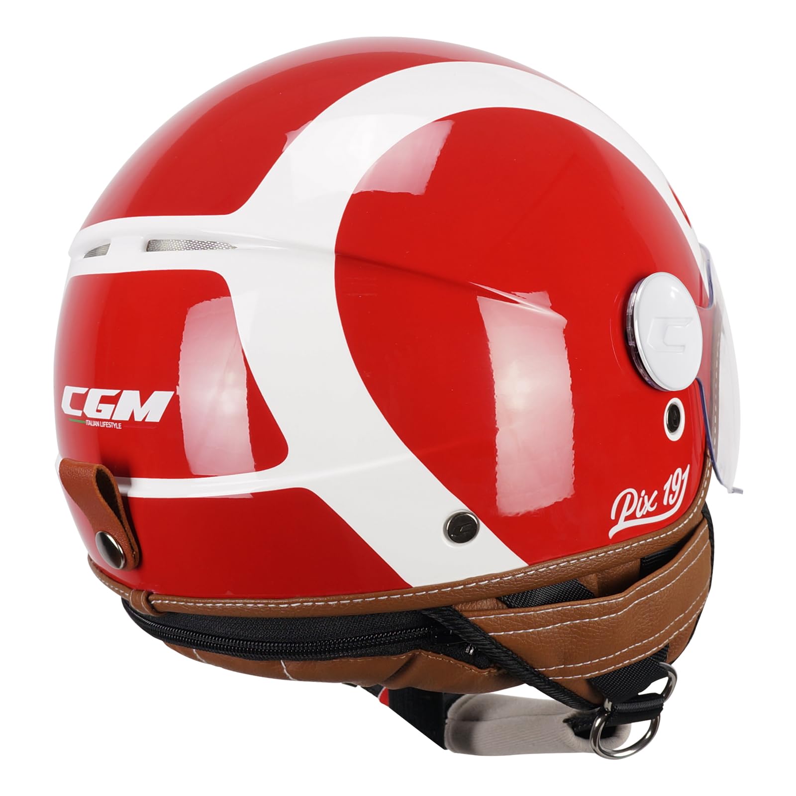 CGM Casco Abierto 191G PIX Sprint Rojo y Blanco Moldeado, M (56 cm)