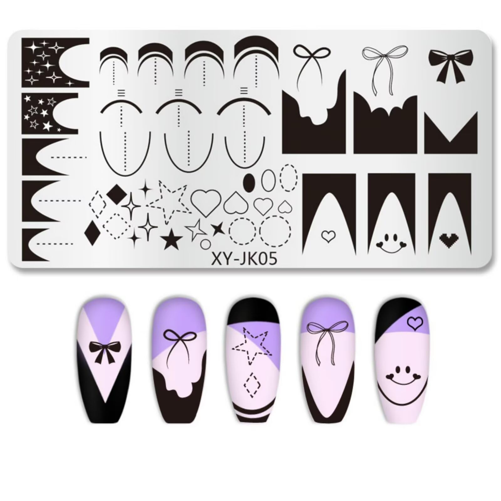 French Line Nail Stamping Plates French Tip Nail Stamp Plate Geometric Wave Strips Nail Art Stamper Stencil Modello di Stampa in Acciaio Inox