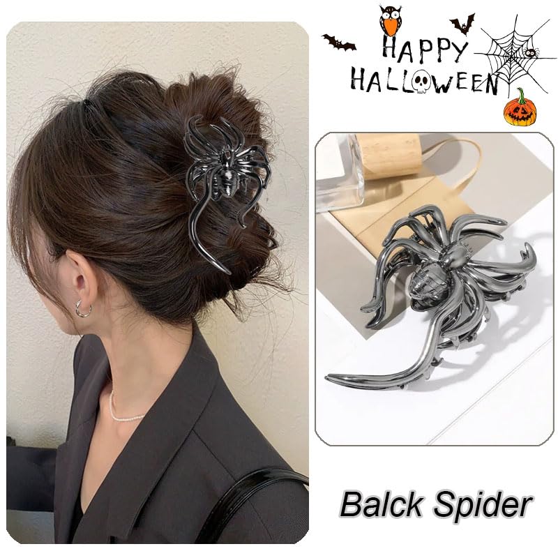 Miniatura 4 de Pinzas de metal para el cabello de Halloween, pinzas de tiburón araña, lindo soporte para cola de caballo, pinzas para el cabello de Halloween,