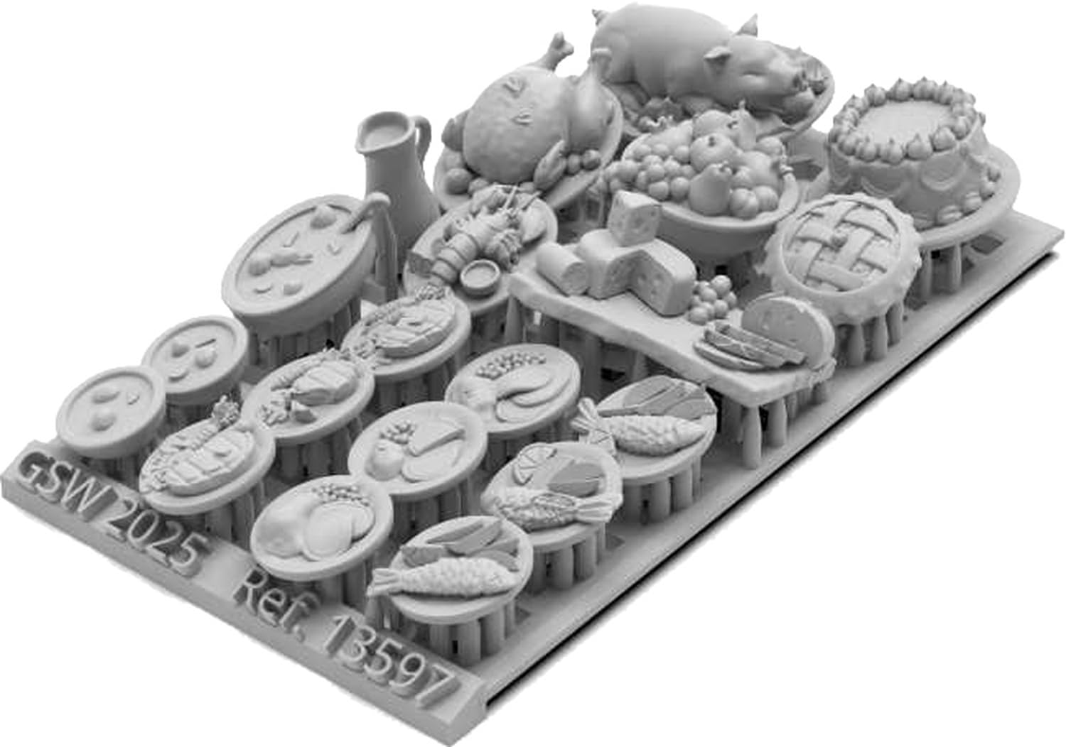 Green Stuff World 3D Printed Resin Bits - Banquet Food 1:48-1:35