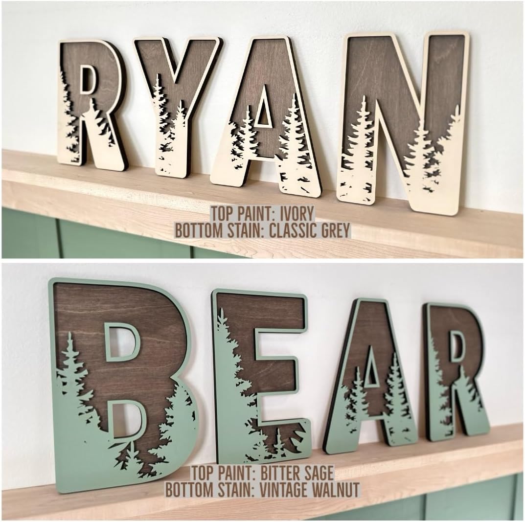 Name Sign For Nursery, Boho Nursery Sign, Family Name Signs, 3D Wall Art for Children & Kids Rooms, Baby Shower, First birthday gift (Woodland) - Image 5