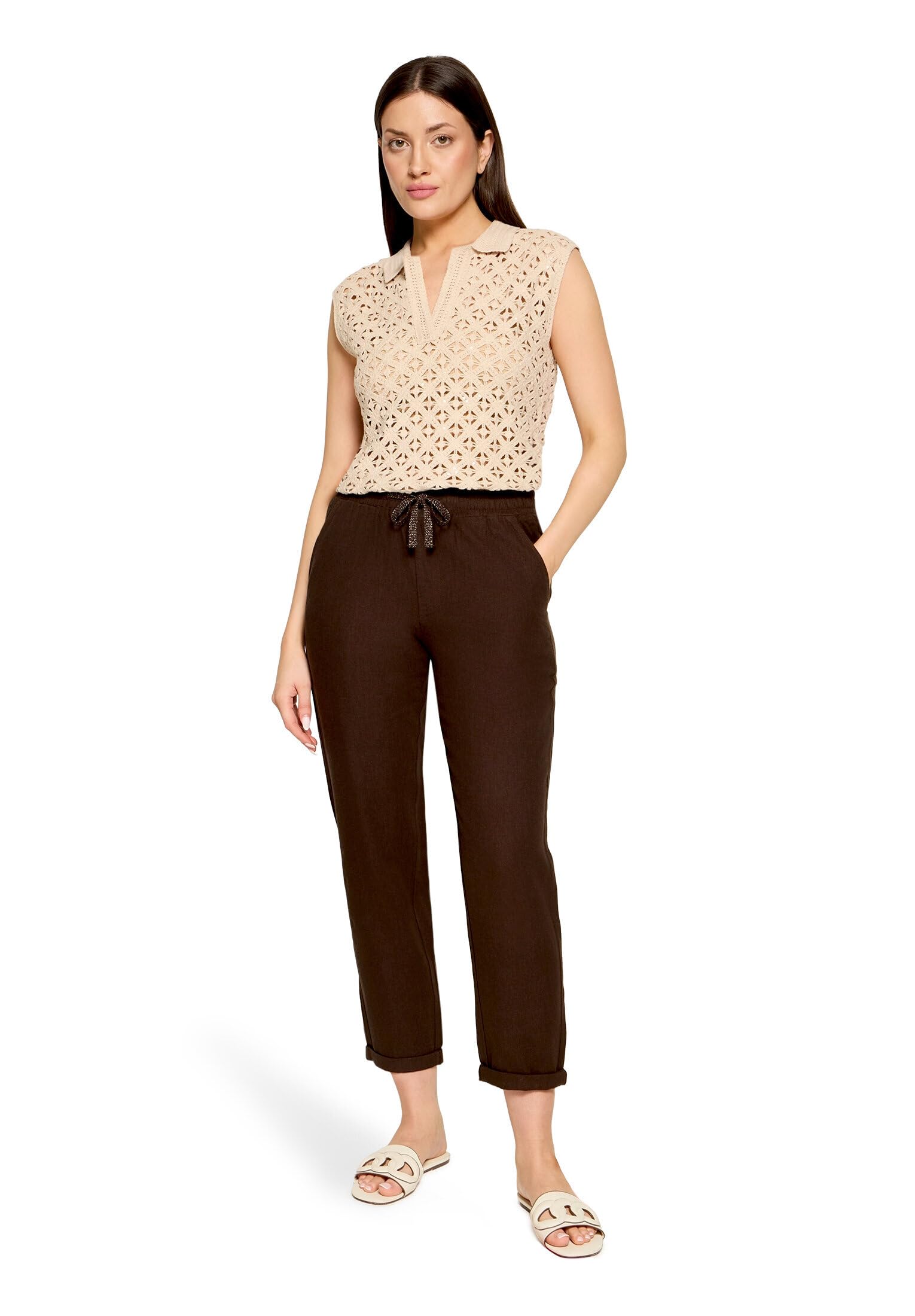 Cartoon Damen Leinenhose unifarben