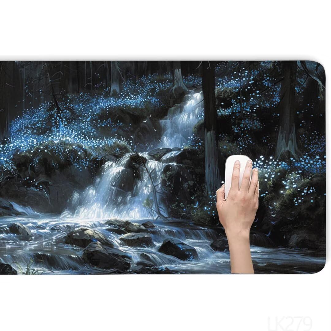 Duża podkładka pod mysz, 120 x 60 cm x 0,3 cm, podkładka pod mysz, jesienna, na biurko, rozszerzona podkładka pod mysz, pozioma, do gier, wodoodporna, miękka tkanina, gładka powierzchnia,