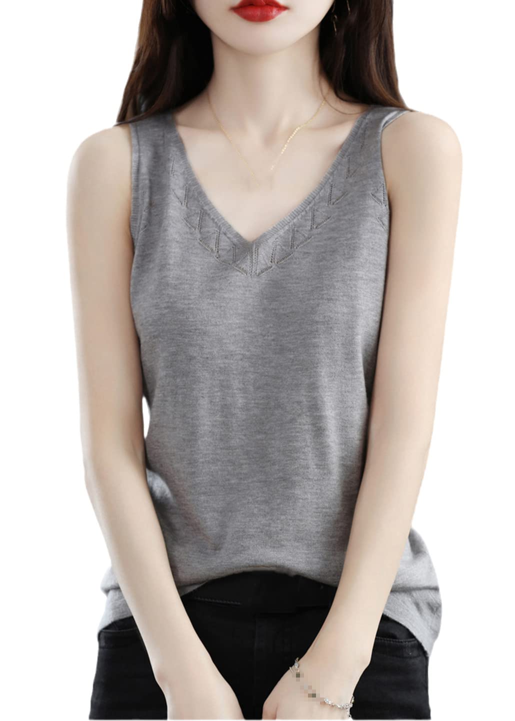 SaoBiiu Maglietta da donna sexy con scollo a V e scollo a V, grigio, M