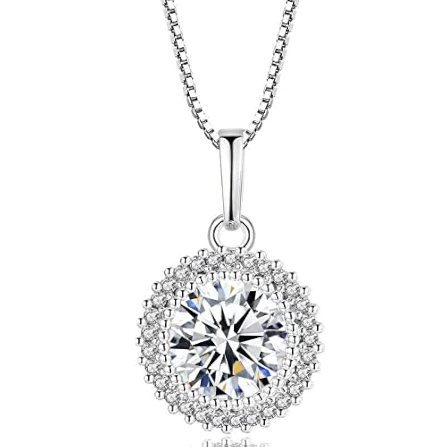 Bling Queen Womens Round Cubic Zirconia Crystal Pendant And Box Chain, Elegant Necklace Jewellery Collections, Trendy Women Necklace, Clavicle Chain Necklace, Stunning Statement Jewellery(Silver) (B09J7PY74W) Amazon Price History, Amazon Price Tracker