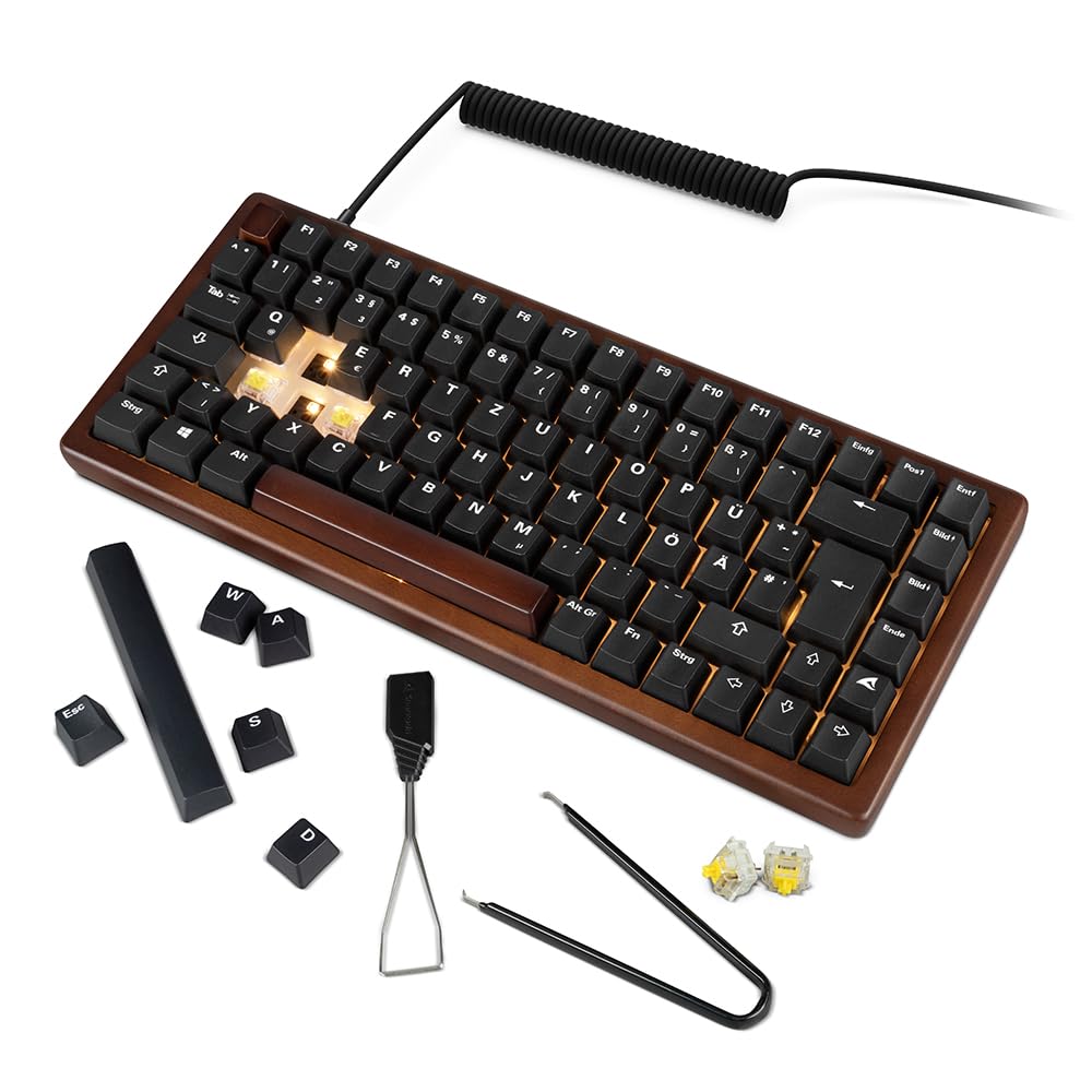 Sharkoon Skiller SGk50 S3 Wood, PBT, RGB Gaming Keyboard, 75% DE