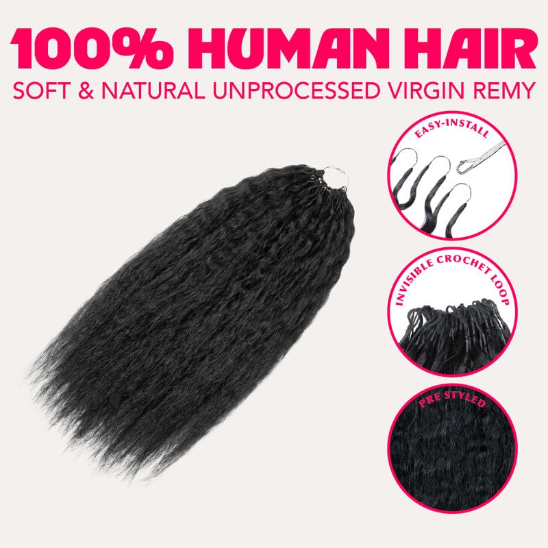 100% Unprocessed Remy Human Hair Feather Crochet Extensions for Women – Reusable, Invisible Knotless Feather Hair - Kinky Straight - Honey Blonde