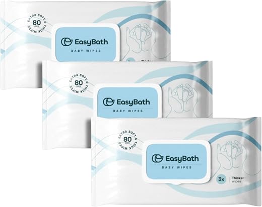 EASY BATH wet wipes Baby Wipes for Newborn | 99% Pure Water Wipes | Extra Thick &amp; Soft | Dermatologically Tested | Alcohol...