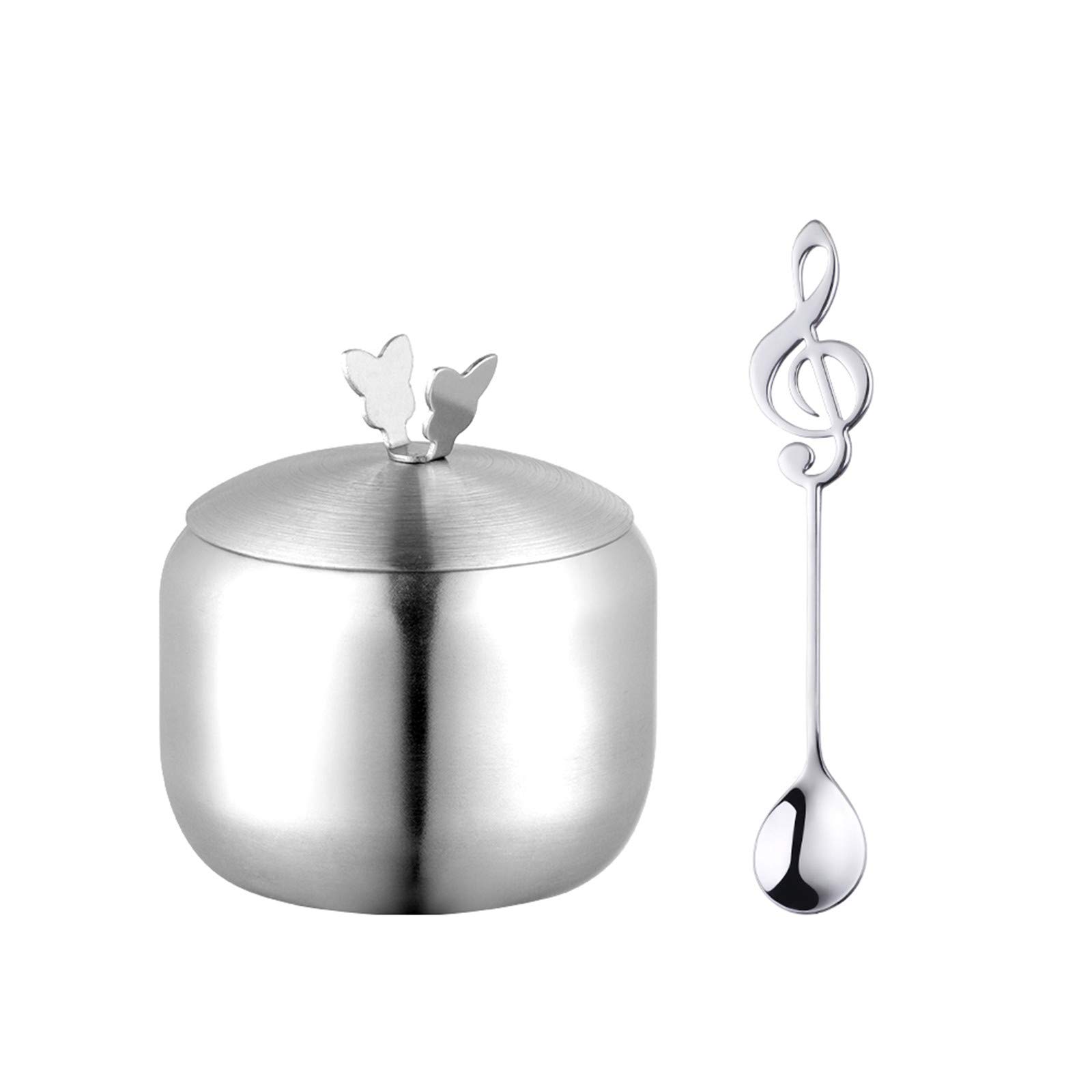 VHJdtE Seasoning jars, Seasoning Pot with Lid and Spoon(Silver)