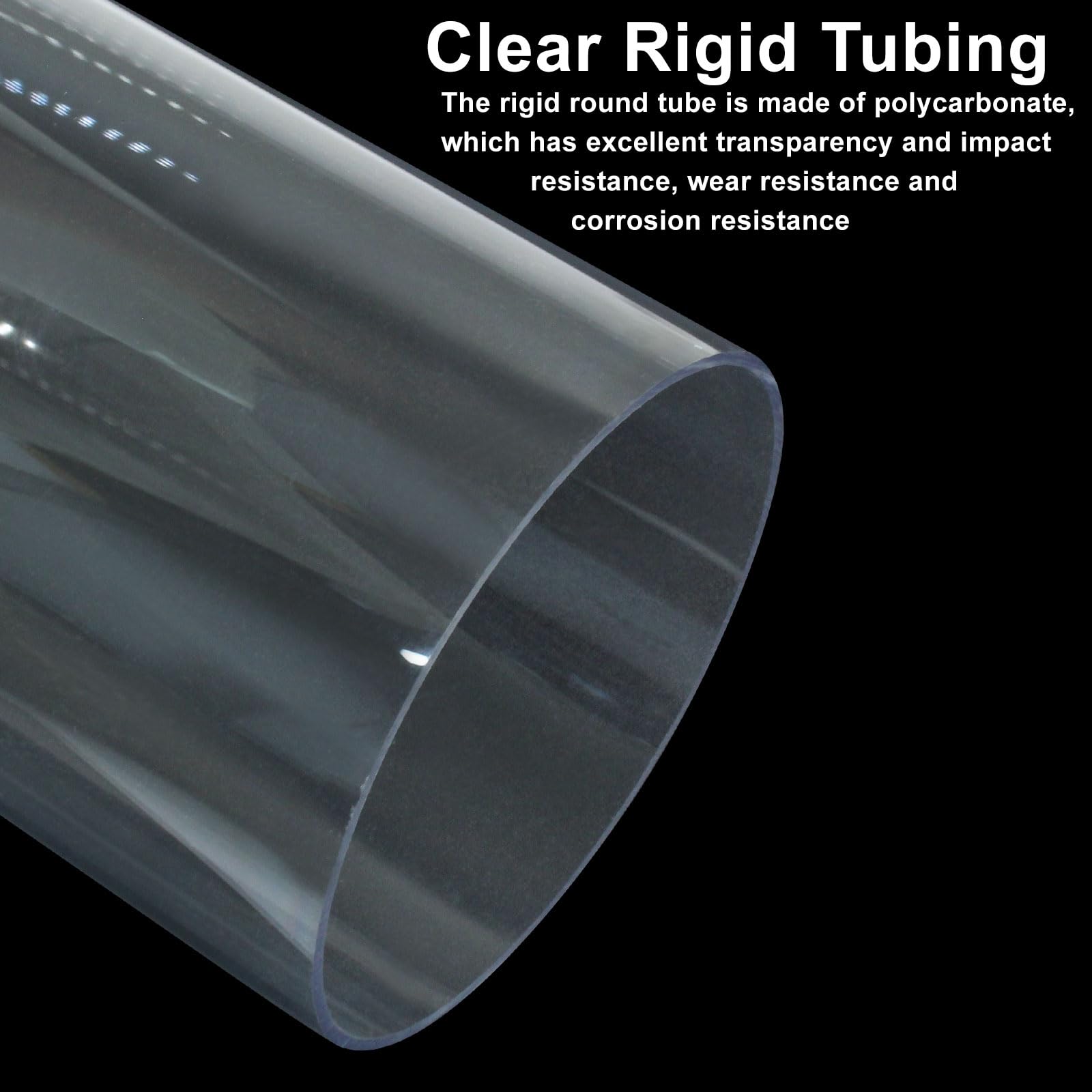 Tubo rígido redondo transparente de policarbonato 96x100x305 mm