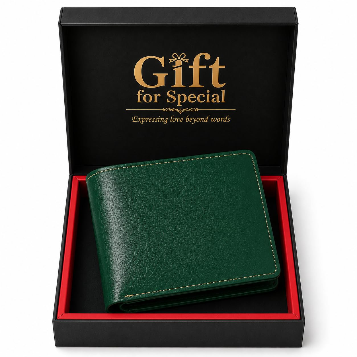 gift for special Genuine Leather Men’s Purse Gift - Boyfriend Friend Wallet Purse Gift - Gift for Anniversary (Green)-picture-34