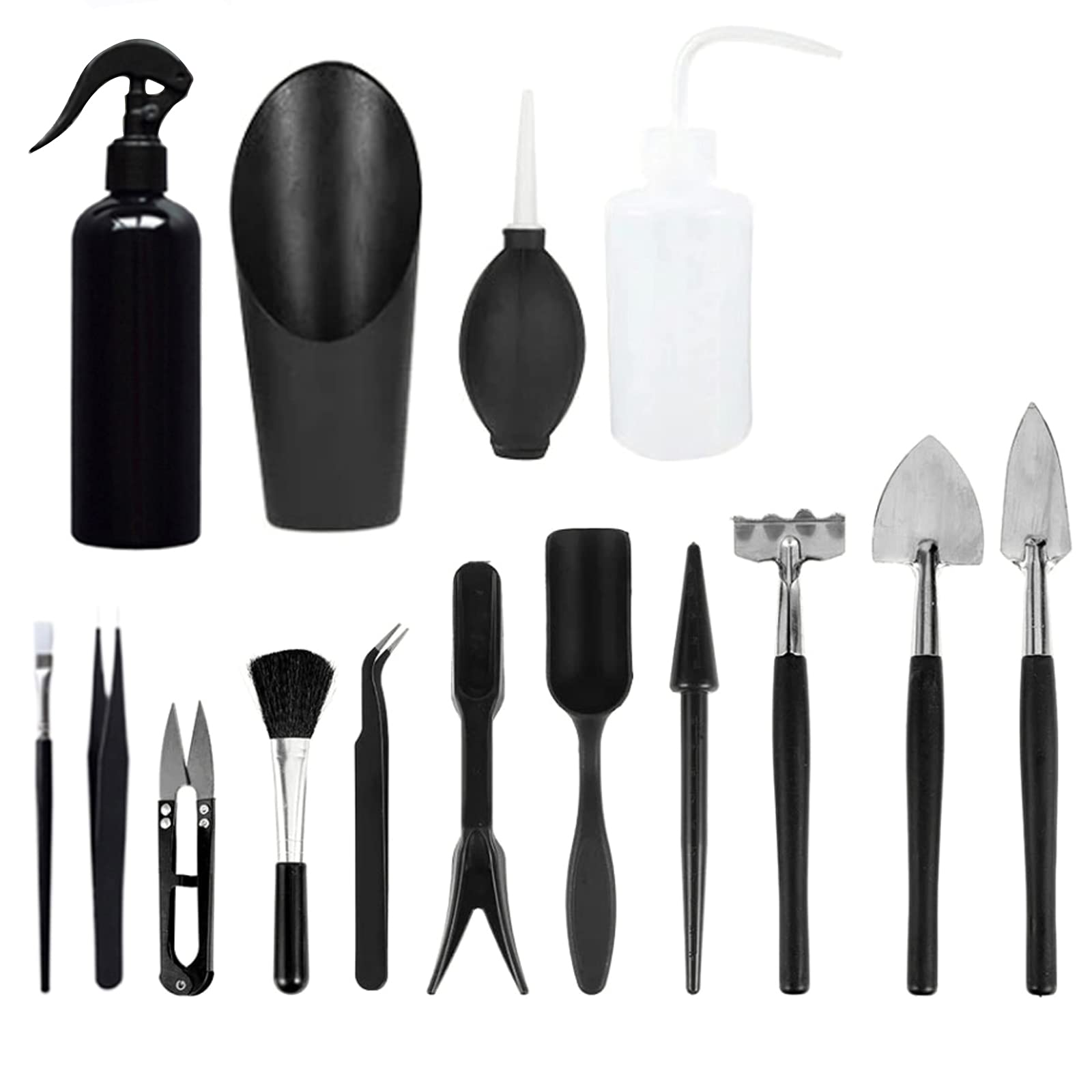 SaferCCTV 15 Pcs Gardening Tool Set Succulent Tool Kit,Houseplant Rake Mini Gardening Hand Tools,Pot Flower Gadget for Transplanting Seedlings Outdoor
