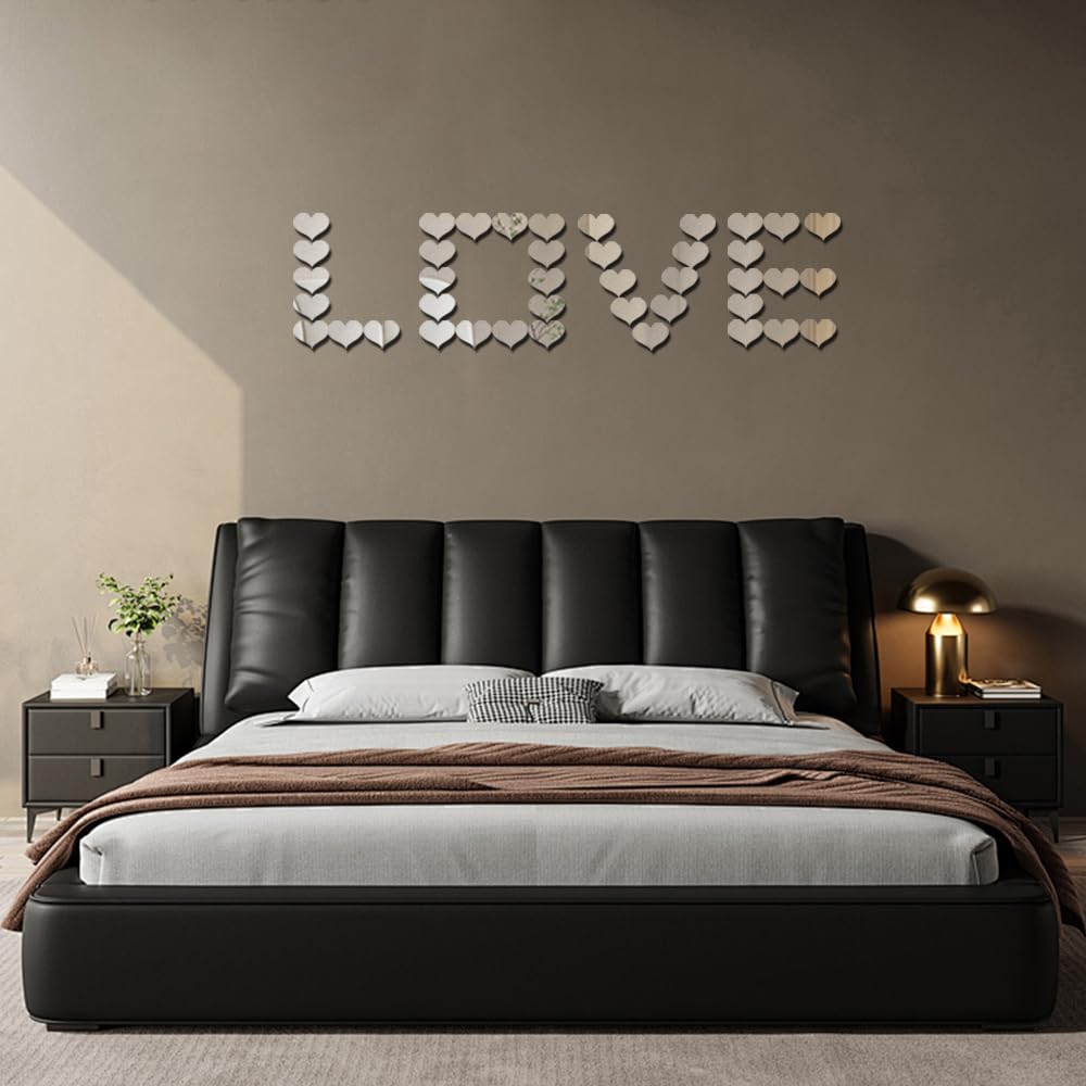100 PCS Tuiles de Miroir de Coeur, Amour Artisanat de Petits Miroirs, Petits Carreaux de Miroir en Acrylique, Tuiles de Miroir Artisanales pour Projets d'Artisanat, Encadrement, Décoration de Chambre