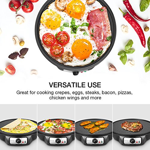 Isiler 8541903797 Electric Crepe Maker, Isiler Nonstick Pancake Maker Griddle, 12 Inches Crepe Pan With Spreader & Spatula thumb #1